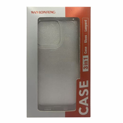 WANLONFENG MF Series Clear Case for Xiaomi Poco M6 5G / Redmi 13R 5G / 13C 5G / 13C 4G / Poco C65 4G TPU+Acrylic Cover with Tempered Glass Film