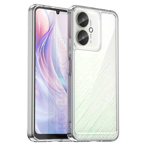 WANLONFENG MF Series Clear Case for Xiaomi Poco M6 5G / Redmi 13R 5G / 13C 5G / 13C 4G / Poco C65 4G TPU+Acrylic Cover with Tempered Glass Film