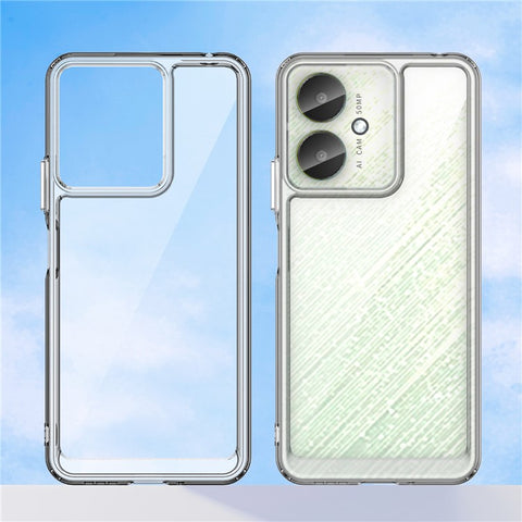 WANLONFENG MF Series Clear Case for Xiaomi Poco M6 5G / Redmi 13R 5G / 13C 5G / 13C 4G / Poco C65 4G TPU+Acrylic Cover with Tempered Glass Film