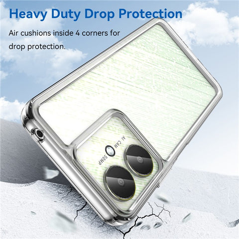 WANLONFENG MF Series Clear Case for Xiaomi Poco M6 5G / Redmi 13R 5G / 13C 5G / 13C 4G / Poco C65 4G TPU+Acrylic Cover with Tempered Glass Film