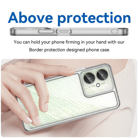 WANLONFENG MF Series Clear Case for Xiaomi Poco M6 5G / Redmi 13R 5G / 13C 5G / 13C 4G / Poco C65 4G TPU+Acrylic Cover with Tempered Glass Film