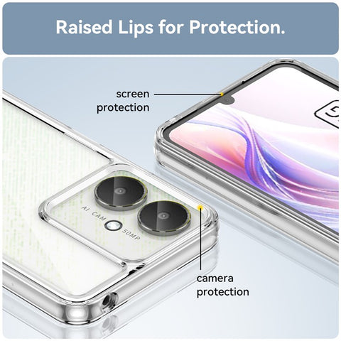 WANLONFENG MF Series Clear Case for Xiaomi Poco M6 5G / Redmi 13R 5G / 13C 5G / 13C 4G / Poco C65 4G TPU+Acrylic Cover with Tempered Glass Film