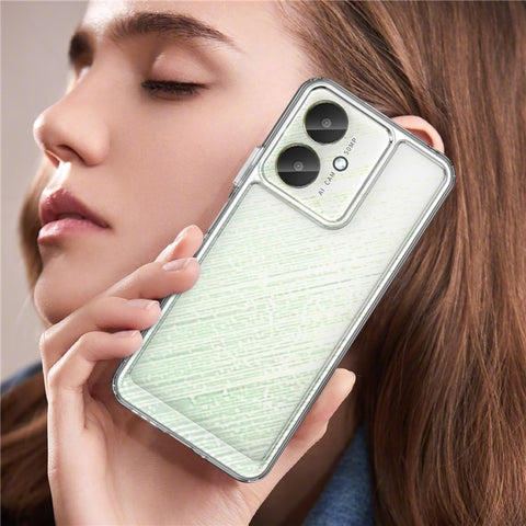 WANLONFENG MF Series Clear Case for Xiaomi Poco M6 5G / Redmi 13R 5G / 13C 5G / 13C 4G / Poco C65 4G TPU+Acrylic Cover with Tempered Glass Film