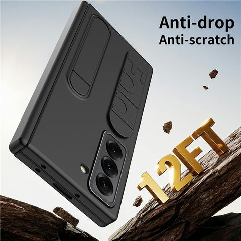 For Samsung Galaxy Z Fold Special Case Kickstand Wristband PC Phone Cover with Tempered Glass Film