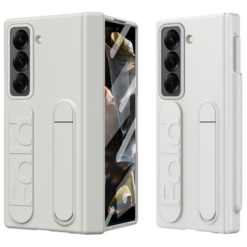 For Samsung Galaxy Z Fold Special Case Kickstand Wristband PC Phone Cover with Tempered Glass Film