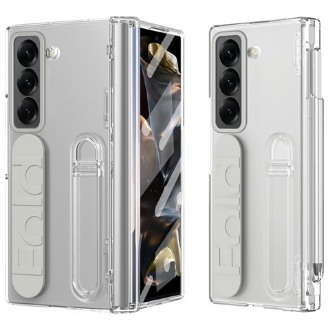 For Samsung Galaxy Z Fold Special Case Kickstand Wristband PC Phone Cover with Tempered Glass Film