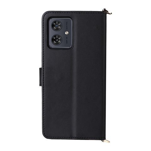 Wallet Phone Case for Motorola Moto G64y 5G / G64 5G / G54 Power 5G / G54 5G Leather Cover with Shoulder / Wrist Strap