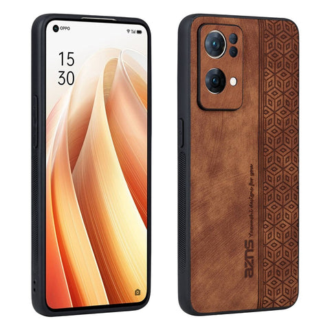 AZNS For Oppo Reno7 Pro 5G Drop-proof Imprinted Pattern Phone Case PU Leather Coated TPU Protective Cell Phone Cover