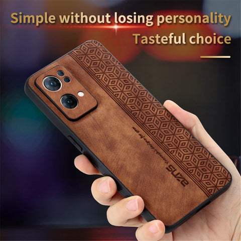 AZNS For Oppo Reno7 Pro 5G Drop-proof Imprinted Pattern Phone Case PU Leather Coated TPU Protective Cell Phone Cover