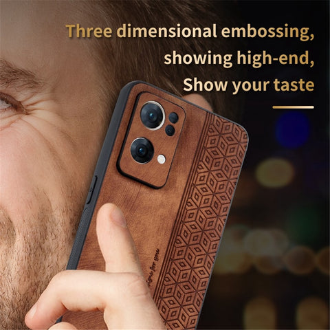 AZNS For Oppo Reno7 Pro 5G Drop-proof Imprinted Pattern Phone Case PU Leather Coated TPU Protective Cell Phone Cover