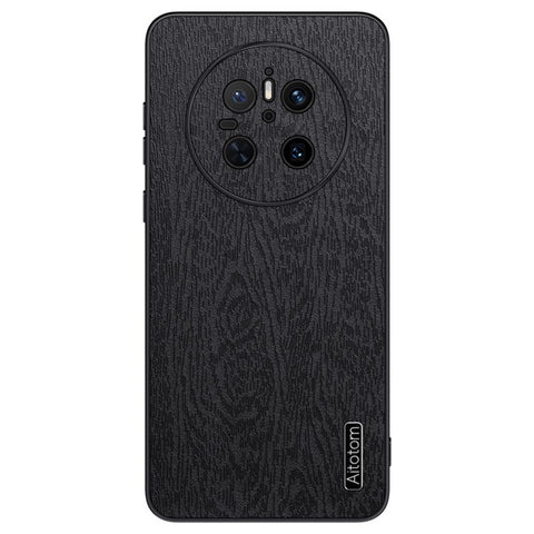 For Huawei Mate 70 Case Wood Texture PU Leather Coated PC TPU Phone Cover