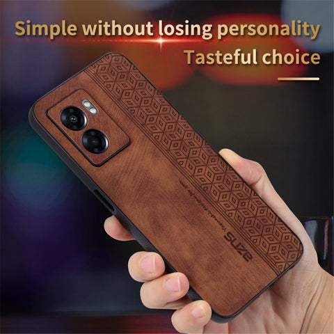 AZNS For Oppo A57 (2022) 5G / A77 5G / Realme Q5i / V23 4G Imprinted Pattern Phone Case PU Leather Coated TPU Shockproof Shell