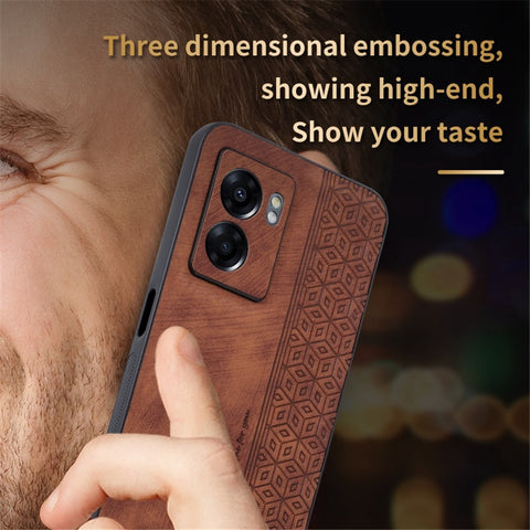 AZNS For Oppo A57 (2022) 5G / A77 5G / Realme Q5i / V23 4G Imprinted Pattern Phone Case PU Leather Coated TPU Shockproof Shell