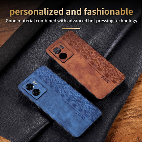 AZNS For Oppo A57 (2022) 5G / A77 5G / Realme Q5i / V23 4G Imprinted Pattern Phone Case PU Leather Coated TPU Shockproof Shell