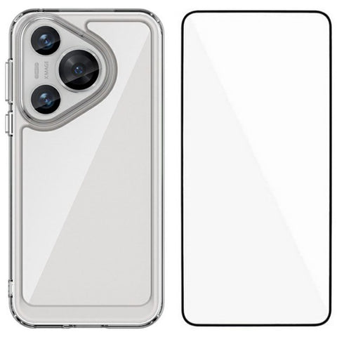 WANLONFENG MF Series for Huawei Pura 70 Case TPU+Acrylic Clear Phone Cover with Tempered Glass Film