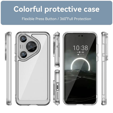 WANLONFENG MF Series for Huawei Pura 70 Pro+ / Pura 70 Pro Case TPU+Acrylic Clear Phone Cover with Tempered Glass Film