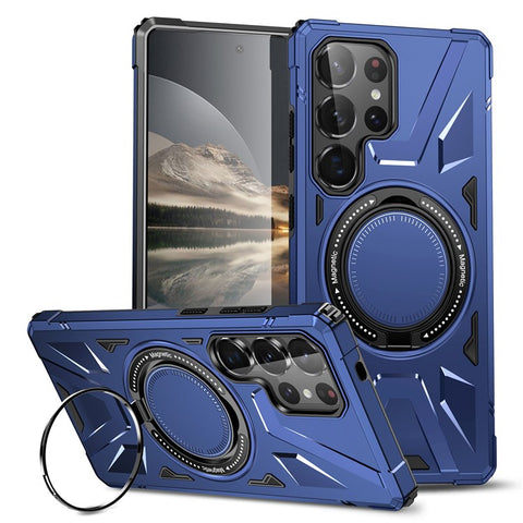 For Samsung Galaxy S25 Ultra Magnetic Case Kickstand TPU PC Phone Cover