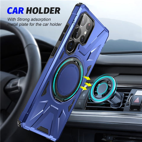 For Samsung Galaxy S25 Ultra Magnetic Case Kickstand TPU PC Phone Cover