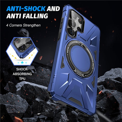 For Samsung Galaxy S25 Ultra Magnetic Case Kickstand TPU PC Phone Cover