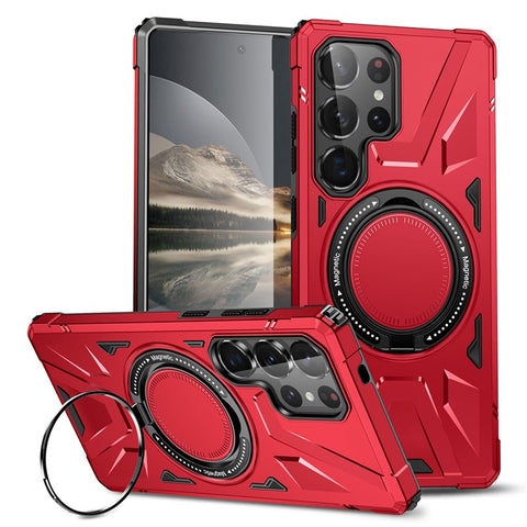 For Samsung Galaxy S25 Ultra Magnetic Case Kickstand TPU PC Phone Cover
