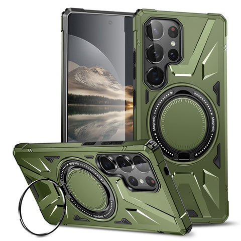 For Samsung Galaxy S25 Ultra Magnetic Case Kickstand TPU PC Phone Cover