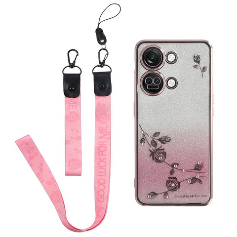 KADEM For OnePlus Ace 2V / Nord 3 5G Case Flower Pattern TPU Gradient Phone Cover with Lanyards