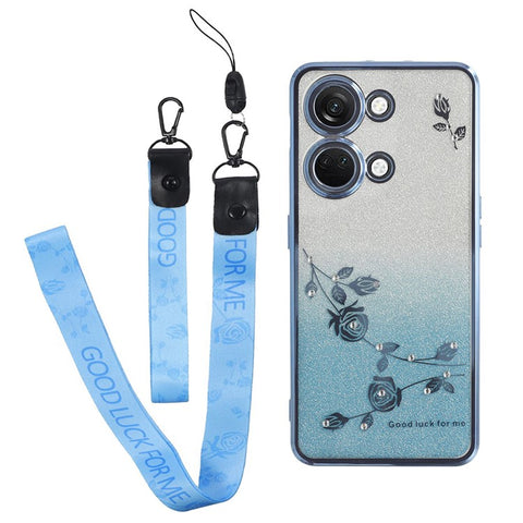 KADEM For OnePlus Ace 2V / Nord 3 5G Case Flower Pattern TPU Gradient Phone Cover with Lanyards