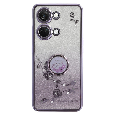 KADEM For OnePlus Ace 2V / Nord 3 5G Case Ring Kickstand TPU Flowers Phone Cover Gradient Glitter