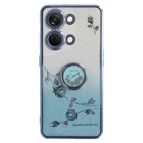 KADEM For OnePlus Ace 2V / Nord 3 5G Case Ring Kickstand TPU Flowers Phone Cover Gradient Glitter