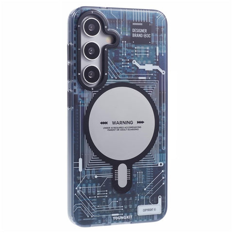 YOUNGKIT For Samsung Galaxy S25 Magnetic Case IMD Circuit Board PC TPU Phone Cover Matte Finish