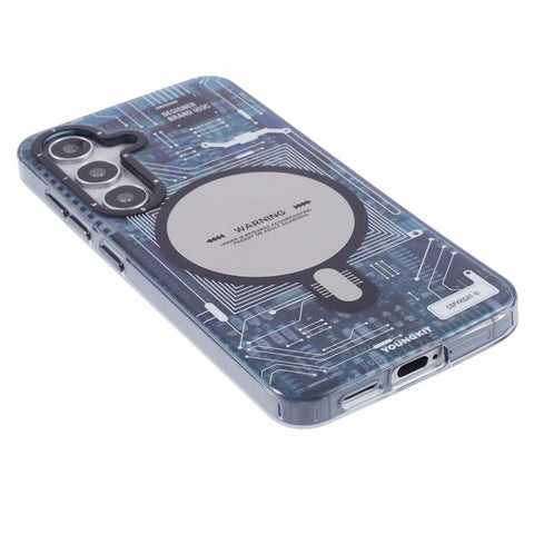 YOUNGKIT For Samsung Galaxy S25 Magnetic Case IMD Circuit Board PC TPU Phone Cover Matte Finish