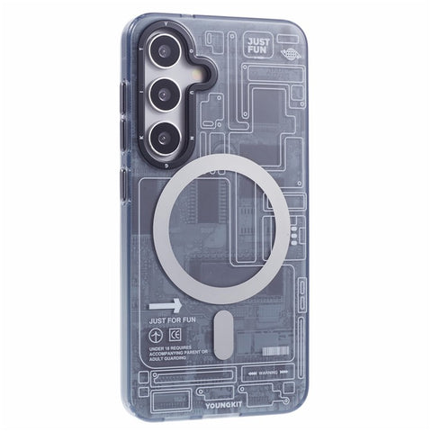 YOUNGKIT For Samsung Galaxy S25 Magnetic Case IMD Circuit Board PC TPU Phone Cover Matte Finish