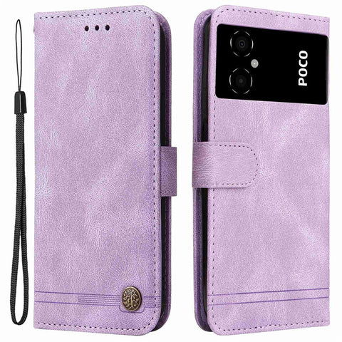 For Xiaomi Poco M4 5G / M5 (India) 4G Leather Wallet Cases Skin Touch Phone Cover Stand with Strap