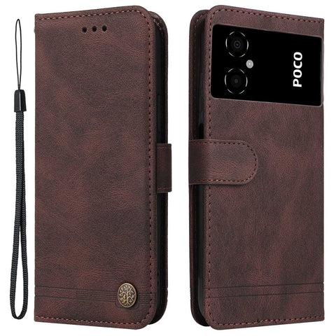 For Xiaomi Poco M4 5G / M5 (India) 4G Leather Wallet Cases Skin Touch Phone Cover Stand with Strap