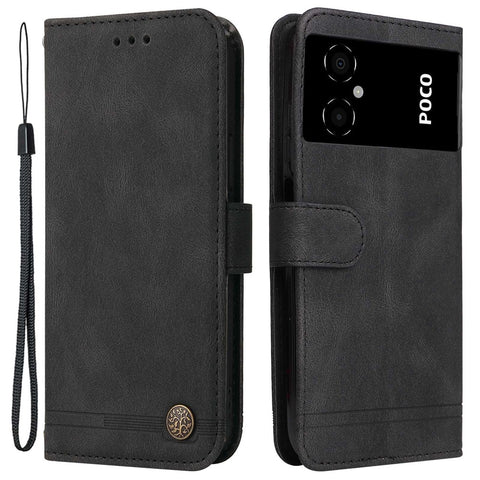 For Xiaomi Poco M4 5G / M5 (India) 4G Leather Wallet Cases Skin Touch Phone Cover Stand with Strap