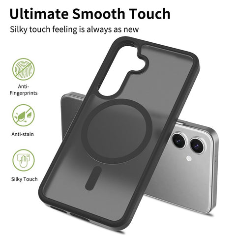 For Samsung Galaxy S25 / S24 Magnetic Case TPU Frame Acrylic Back Phone Cover Skin Touch