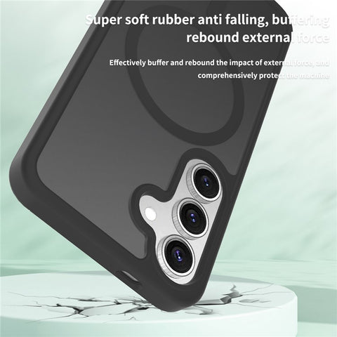For Samsung Galaxy S25 / S24 Magnetic Case TPU Frame Acrylic Back Phone Cover Skin Touch