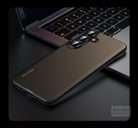 SULADA For Samsung Galaxy S25 Gentleman Series Aramid Fiber Texture Metal Buttons Magnetic Camera Protection Case