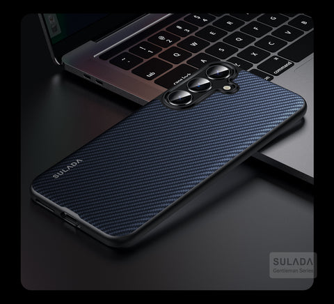 SULADA For Samsung Galaxy S25 Gentleman Series Aramid Fiber Texture Metal Buttons Magnetic Camera Protection Case