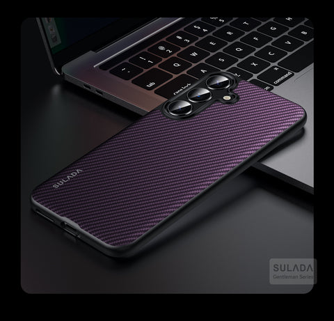 SULADA For Samsung Galaxy S25 Gentleman Series Aramid Fiber Texture Metal Buttons Magnetic Camera Protection Case