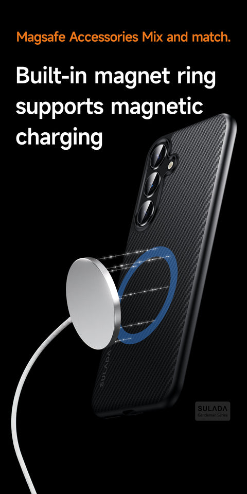 SULADA For Samsung Galaxy S25 Gentleman Series Aramid Fiber Texture Metal Buttons Magnetic Camera Protection Case