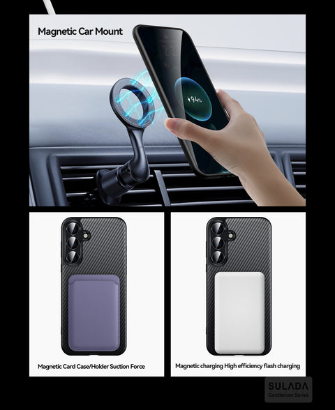 SULADA For Samsung Galaxy S25 Gentleman Series Aramid Fiber Texture Metal Buttons Magnetic Camera Protection Case