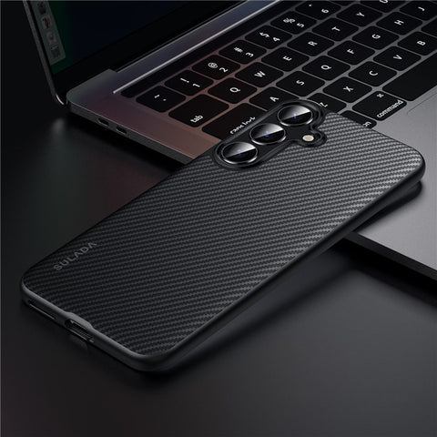 SULADA For Samsung Galaxy S25 Gentleman Series Aramid Fiber Texture Metal Buttons Magnetic Camera Protection Case