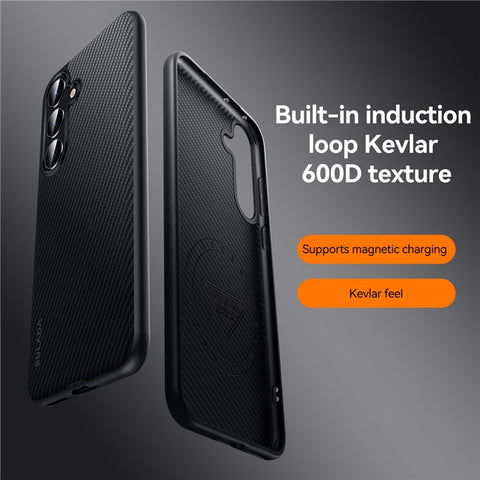 SULADA For Samsung Galaxy S25 Gentleman Series Aramid Fiber Texture Metal Buttons Magnetic Camera Protection Case