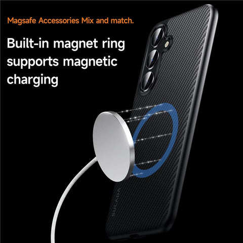 SULADA For Samsung Galaxy S25 Gentleman Series Aramid Fiber Texture Metal Buttons Magnetic Camera Protection Case