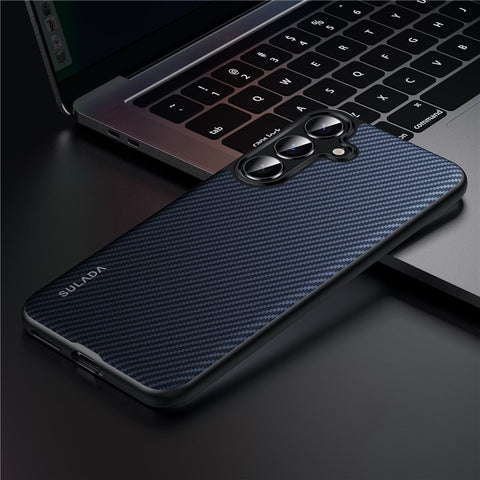 SULADA For Samsung Galaxy S25 Gentleman Series Aramid Fiber Texture Metal Buttons Magnetic Camera Protection Case