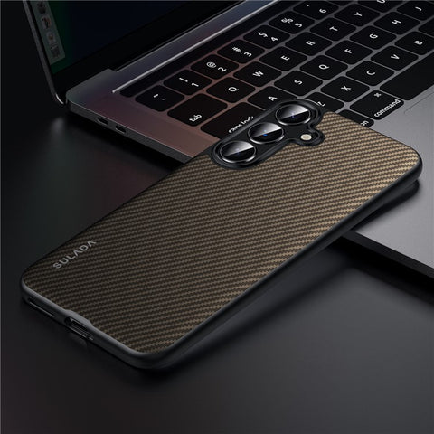 SULADA For Samsung Galaxy S25 Gentleman Series Aramid Fiber Texture Metal Buttons Magnetic Camera Protection Case