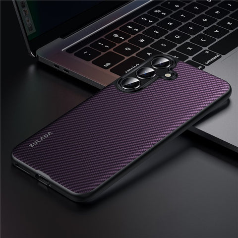 SULADA For Samsung Galaxy S25 Gentleman Series Aramid Fiber Texture Metal Buttons Magnetic Camera Protection Case