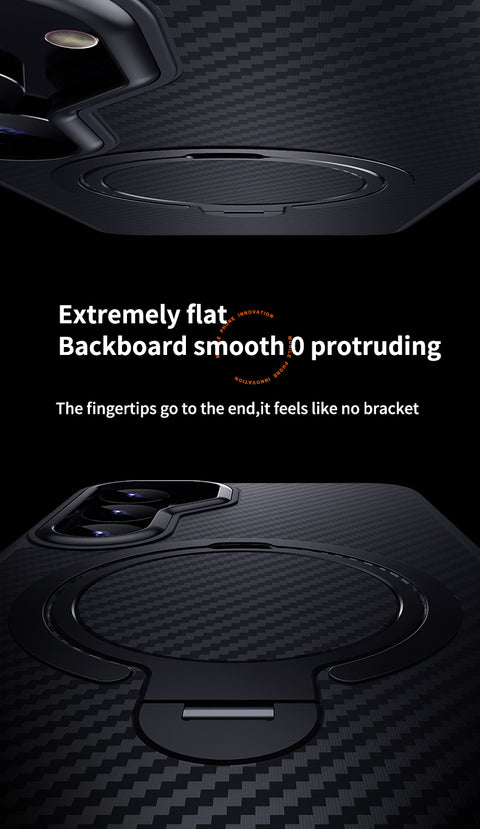 For Samsung Galaxy S25 Magnetic Case PC + TPU Phone Cover Ring Holder Carbon Fiber Texture