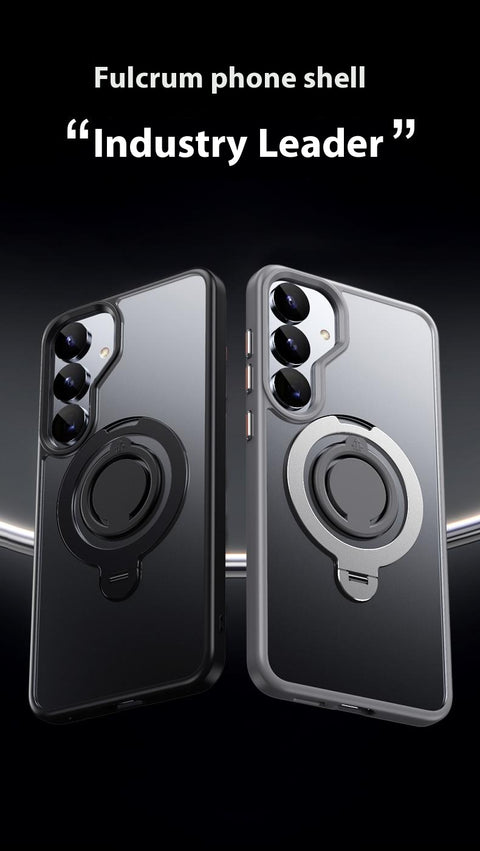 For Samsung Galaxy S25 Magnetic Case Kickstand Matte PC + TPU Phone Cover with Silicone Ring